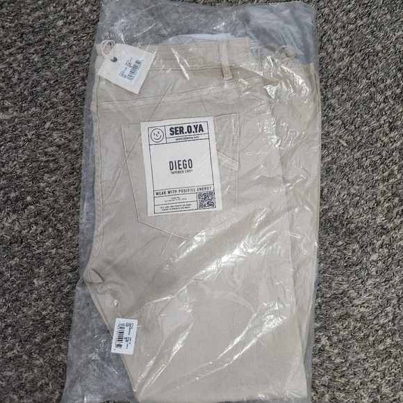 Ser.o.ya diego jeans khaki distressed raw hem streetwear grunge men size 35 - Picture 14 of 16